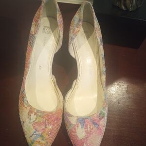 Anne Klein Multicolor Floral Leather Pointed-Toe Pumps